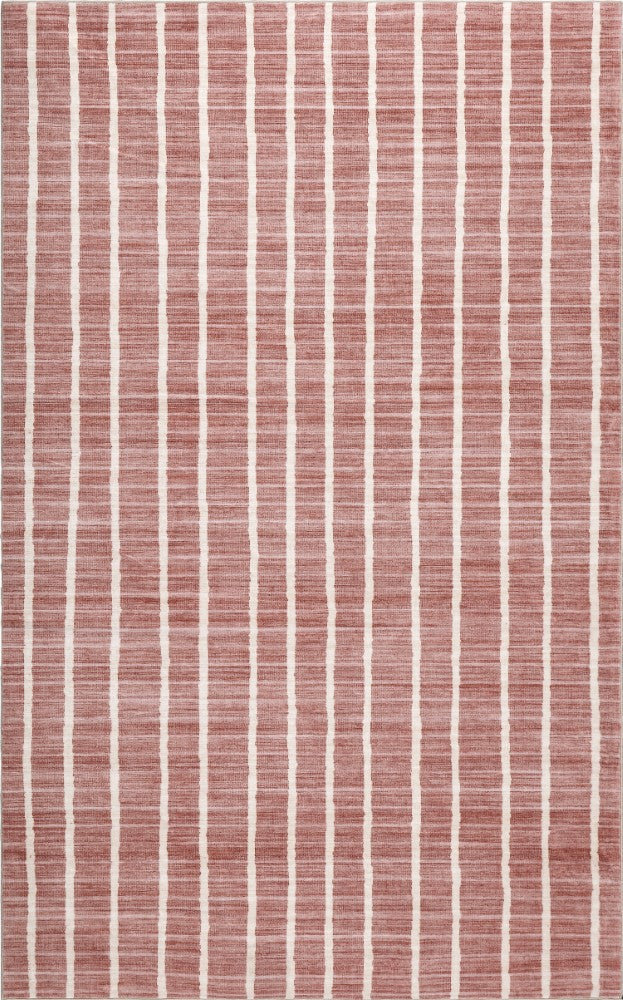 Orton Distressed Ticking Stripe Non-slip Machine-washable Area Rug