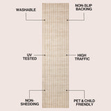 Orton Distressed Ticking Stripe Non-slip Machine-washable Area Rug