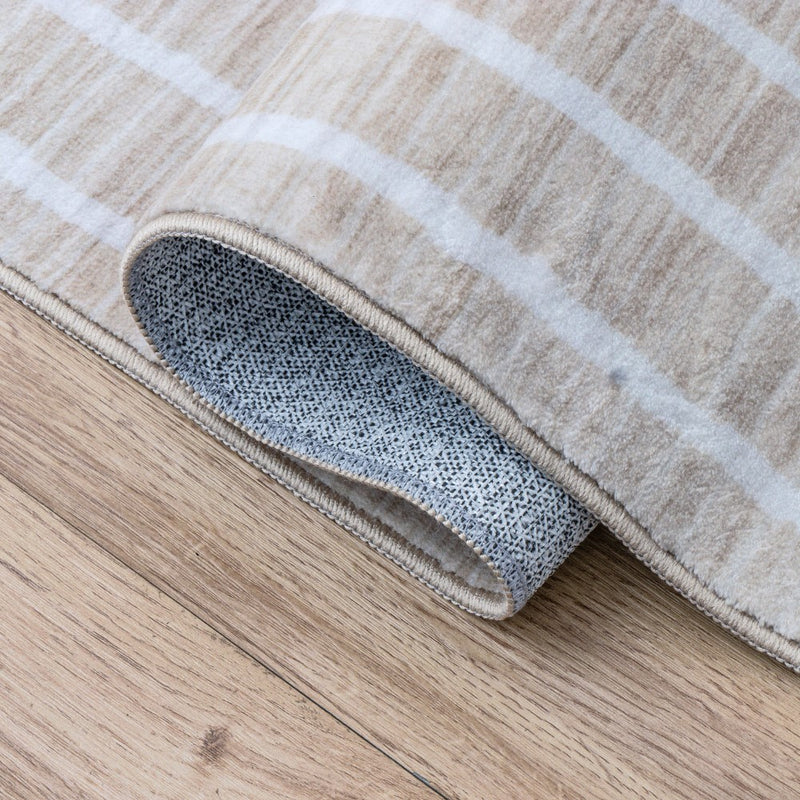 Orton Distressed Ticking Stripe Non-slip Machine-washable Area Rug