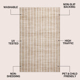 Orton Distressed Ticking Stripe Non-slip Machine-washable Area Rug