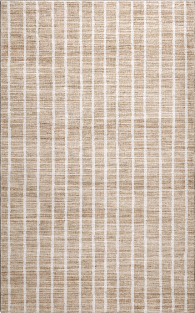 Orton Distressed Ticking Stripe Non-slip Machine-washable Area Rug