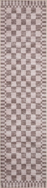 Draft Distressed Checkerboard Stripe Border Non-slip Machine-washable Area Rug