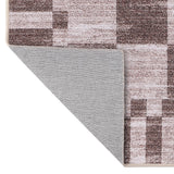 Draft Distressed Checkerboard Stripe Border Non-slip Machine-washable Area Rug