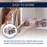 Draft Distressed Checkerboard Stripe Border Non-slip Machine-washable Area Rug