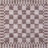 Draft Distressed Checkerboard Stripe Border Non-slip Machine-washable Area Rug