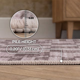 Draft Distressed Checkerboard Stripe Border Non-slip Machine-washable Area Rug
