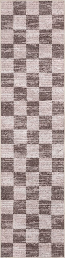 Pawn Distressed Checkerboard Non-slip Machine-washable Area Rug