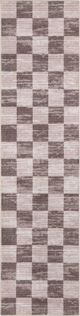 Pawn Distressed Checkerboard Non-slip Machine-washable Area Rug