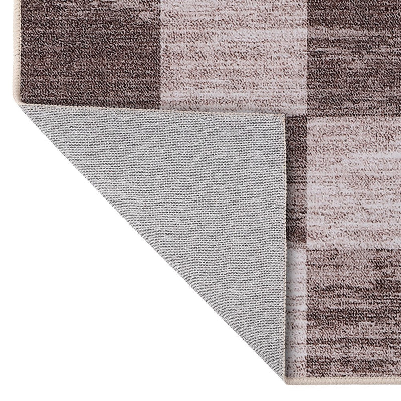 Pawn Distressed Checkerboard Non-slip Machine-washable Area Rug
