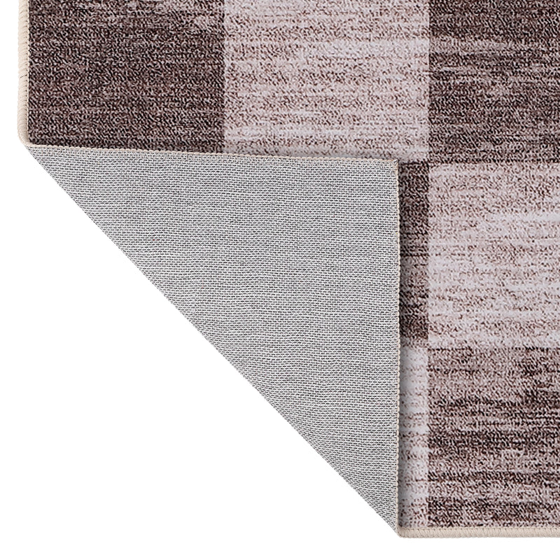 Pawn Distressed Checkerboard Non-slip Machine-washable Area Rug