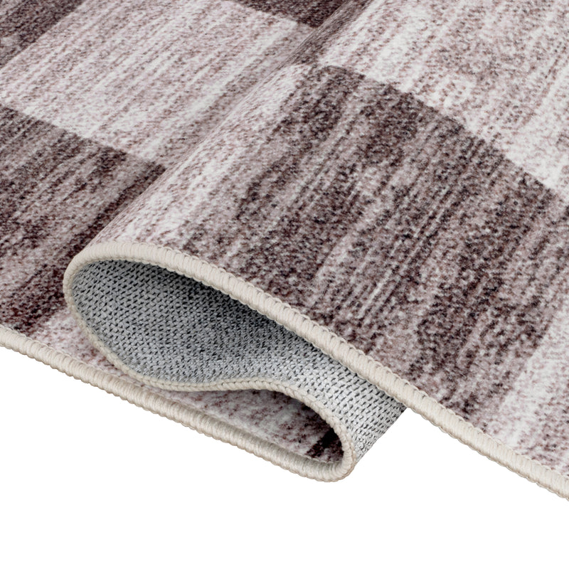 Pawn Distressed Checkerboard Non-slip Machine-washable Area Rug
