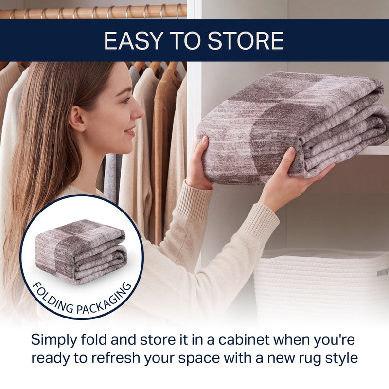 Pawn Distressed Checkerboard Non-slip Machine-washable Area Rug