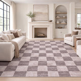 Pawn Distressed Checkerboard Non-slip Machine-washable Area Rug