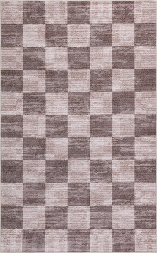 Pawn Distressed Checkerboard Non-slip Machine-washable Area Rug