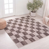 Pawn Distressed Checkerboard Non-slip Machine-washable Area Rug