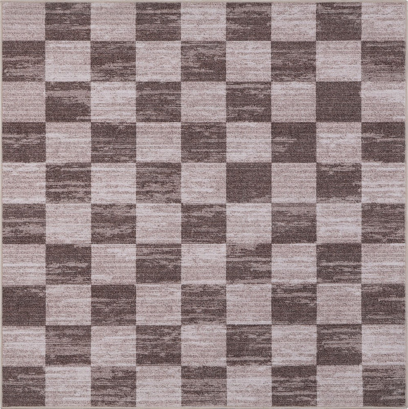 Pawn Distressed Checkerboard Non-slip Machine-washable Area Rug