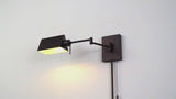 Arlo Farmhouse Industrial Single Swing Arm Plug-In or Hardwired Iron LED Wall Sconce with Pull-Chain