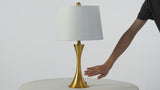 Bennett 22.75" Modern Glam Iron Hourglass LED Table Lamp with USB Charging Port Set 2