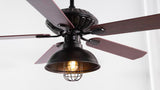Ashton 52" Farmhouse Industrial Iron Dome Shade LED Ceiling Fan With Remote