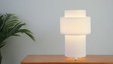 Franklin 17.5 in. Modern Minimalist Fabric Stacked Cylinder LED Table Lamp