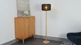 Maryna 59.5 in. Minimalist Modern Teahouse Wood with Ribbed Cocoon Pumpkin Shade LED Floor Lamp