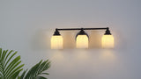 Lydia Iron/Frosted Glass Farmhouse Cottage LED Vanity Light