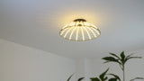 Ambros 23.5" Modern Industrial Metal Dimmable Stripe Half-Cage Integrated LED Flush Mount