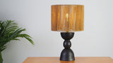 Sherry 22" Bohemian Coastal Hourglass Totem Resin with Hand-Woven Paper Rope Drum Shade LED Table Lamp