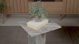 Cecil 18.5" Contemporary Natural Marble Handmade T-Shaped End Table