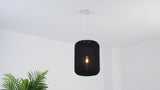 Aurelia 13.75" 1-Light Scandinavian Japandi Adjustable Lantern Metal with Ribbed Cocoon Capsule Shade LED Pendant