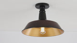 Camila 14"  Classic Industrial Indoor/Outdoor Iron LED Semi Flush Mount