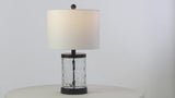 Alexander 21" Modern Designer Iron/Water Glass LED Table Lamp with USB Charging Port Set 2