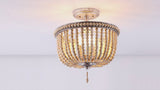 Allie 14" Wood Beaded/Metal LED Flush Mount