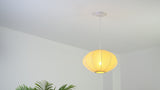 Kira 18.38" 1-Light Scandinavian Japandi Adjustable Lantern Metal with Ribbed Cocoon UFO Saucer Shade LED Pendant