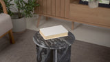 Javier 17.75" Contemporary Natural Marble Handmade X-Shaped End Table