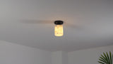 Jules 5.13" 1-Light Modern Contemporary Alabaster/Iron Cylinder LED Semi Flush Mount
