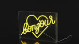 Bonjour Heart Contemporary Glam Acrylic Box USB Operated LED Neon Light