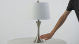 Bennett 22.75" Modern Glam Iron Hourglass LED Table Lamp with USB Charging Port Set 2