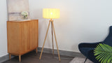 Adriel 52" Mid-Century Modern Tripod Wood with Ribbed Cocoon Pumpkin Shade LED Floor Lamp