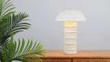 Cremini 17.5" Modern Minimalist Plaster-Look Ribbed Mushroom Resin Cylinder LED Table Lamp