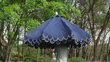 Tracy 9 ft. Classic MidCentury Scalloped Fringe Market Patio Umbrella