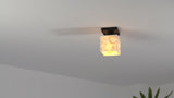 Alessia 1-Light Modern Contemporary Alabaster/Iron Cube LED Semi Flush Mount