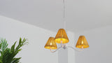 Grady Coastal Farmhouse Adjustable Swooping Arm Metal with Hand-Woven Rattan Shades LED Chandelier