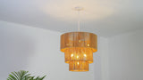 Orson 24 in. 7-Light Coastal Bohemian Metal and Woven Paper Rope 3-Tier LED Chandelier