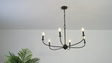 Ainsley Grand Traditional Farmhouse Adjustable Swooping Arm Candle-Style Metal LED Chandelier