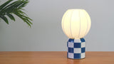 Valarie 10.25" Contemporary Modern Checkerboard Ceramic with Ribbed Cocoon Globe Shade LED Mini Table Lamp