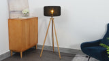 Adriel 52" Mid-Century Modern Tripod Wood with Ribbed Cocoon Pumpkin Shade LED Floor Lamp