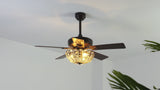 Reva 42" 3-Light Modern Coastal 6-Speed Metal/Crystal Scalloped Bowl Shade Mobile-App/Remote-Controlled LED Ceiling Fandelier