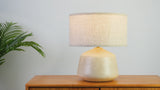 Mikel 17.25" Organic Modern Tapered Sculptural Textured Ceramic-Look Resin LED Table Lamp
