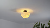 Celine 11.88" 2-Light Modern Contemporary Alabaster/Iron Inverted Dome LED Semi Flush Mount